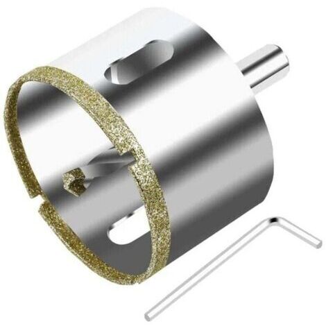 Scie cloche diamantée de 68 mm. Convient pour le verre, le carrelage, la céramique, le marbre et le granit. Réalise des coupes nettes et précises sans ébréchure. Foret de guidage inclus. (1/4)