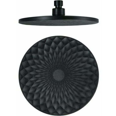Pommeau de douche fixe rond Tigrezy, 9 pouces, matériau ABS, économie d'eau, haute pression, connecteur G1/2, noir. (1/4)
