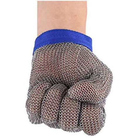 Gants en acier inoxydable résistants aux coupures pour l'ouverture des huîtres et la découpe de la viande (1 pièce, bleu - XL) (1/3)