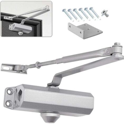 Ferme-porte hydraulique automatique avec butée, ferme-porte à ressort réglable et amortisseur de fermeture, adapté à un usage commercial et résidentiel, capacité de charge pour portes de 25 à 45 kg (a (1/4)