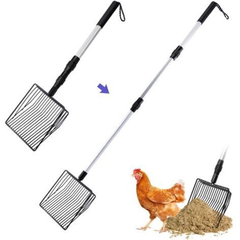 Pelle extensible pour ramasser les déjections canines - Accessoires pour grillage de poulailler - Pelle à fumier pour poulailler - Séparateur de déchets et de gravier (57-127 cm)