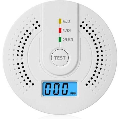 Détecteur de monoxyde de carbone avec pile remplaçable et affichage numérique LED, alarme de sécurité domestique, moniteur de monoxyde de carbone portable pour l'intérieur. (1/4)