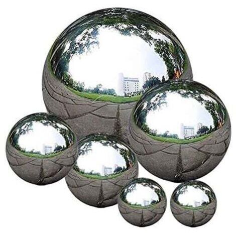 Sphères réfléchissantes flottantes en acier inoxydable poli miroir, de 50 à 150 mm de diamètre, pour la décoration de jardin, lot de 6.