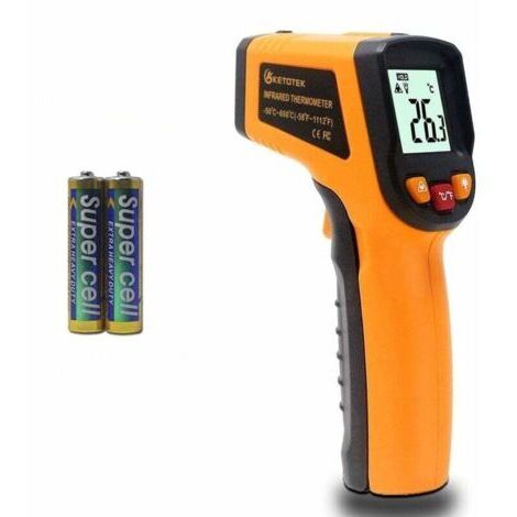 Thermomètre laser infrarouge professionnel, pistolet thermique numérique, plage de mesure de température de -50 à 600℃, avec indicateur laser, piles AAA incluses, jaune. (1/4)