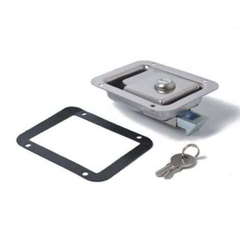 Serrure de porte pour camping-car avec serrure de boîte à outils intégrée, en acier inoxydable, livrée avec 2 clés. (1/4)