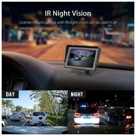 Kit caméra de recul sans fil 4,3 pouces – Écran LCD haute définition – Vision nocturne – Étanchéité IP68 – Portée de 30 mètres – Angle de vision de 170°