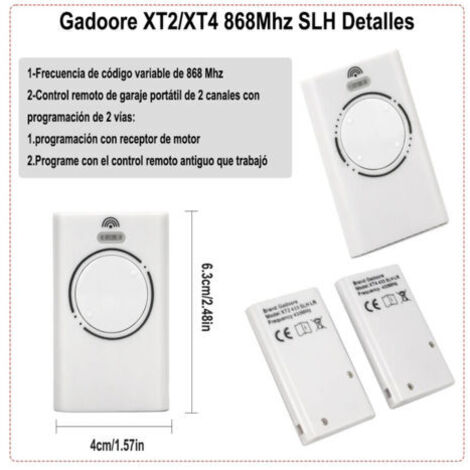 Télécommande à code tournant 868 MHz XT2 XT4 SLH LR pour ouvre-portes de garage, compatible avec les modèles XT2 787005, XT2 868 SLH LR, 787009/7870091, TML2 868 SL et HTML4 868 SLHDL2 868 SLH