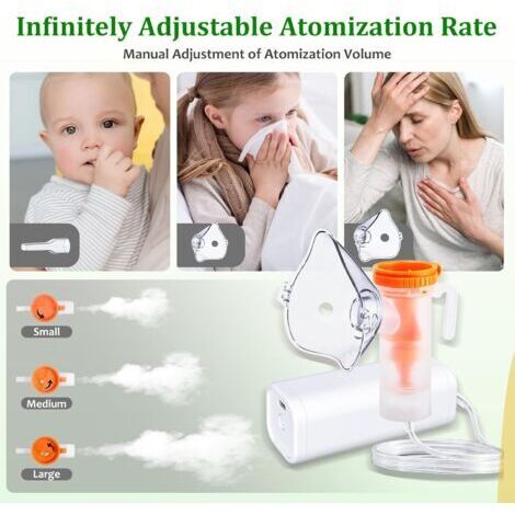 Nébuliseur portable, nébuliseur à compresseur, inhalateur silencieux, convient aux adultes et aux enfants, pour le traitement des maladies respiratoires et de la toux.