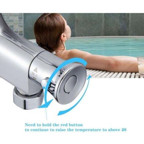 Robinet mitigeur thermostatique pour baignoire, robinet de douche thermostatique avec bouton de sécurité 38°C, robinet de douche thermostatique, en laiton, anti-brûlure.