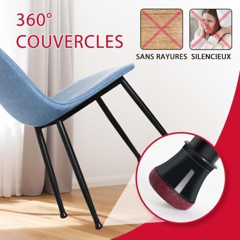 Lot de 24 protège-pieds de chaise noirs, compatibles avec les housses de pieds de chaise, les protections de sol en silicone et les patins en feutre pour chaises. Réduisent le bruit et préviennent les (1/3)