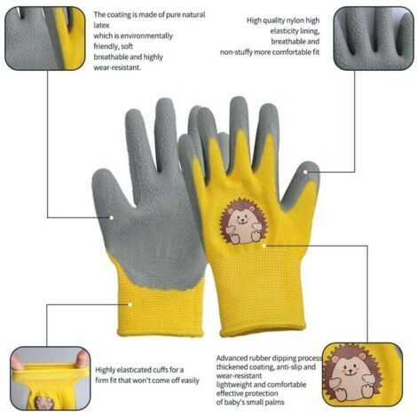 Gants de jardinage pour enfants, 2 paires par paquet, antidérapants et résistants aux coupures, adaptés aux enfants de moins de 5 ans.