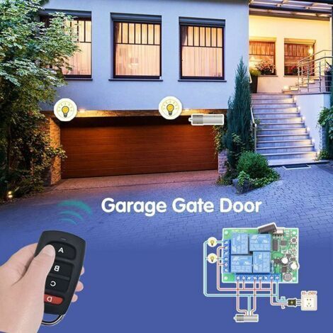 Interrupteur de télécommande universel, récepteur relais RF, AC 230V/220V, 10A, 4 canaux, 433MHz, avec 2 émetteurs, convient aux moteurs, portes de garage, lumières, rideaux électriques, interrupteurs