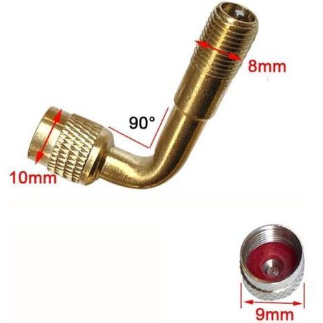 Ensemble de 4 adaptateurs d'extension de valve de pneu professionnels, comprenant une tige d'extension de valve de pneu à 90 degrés et un prolongateur coudé, adapté aux voitures, camions, motos et vél (1/3)