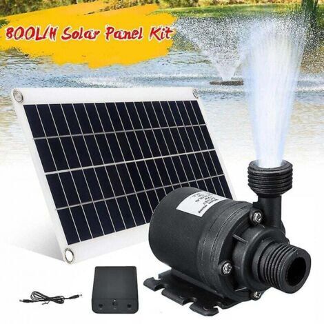 Pompe à eau solaire 50 W 800 l/h 12 V CC pour fontaines de jardin - faible niveau sonore