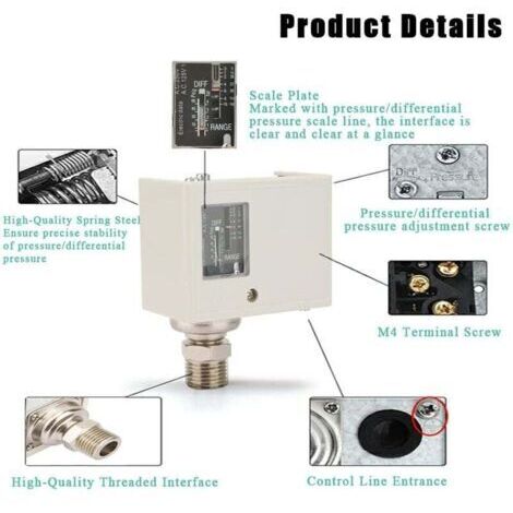 Interrupteur de commande électronique G1/4'' pour pompe à eau, compresseur, régulateur de pression et pressostat.