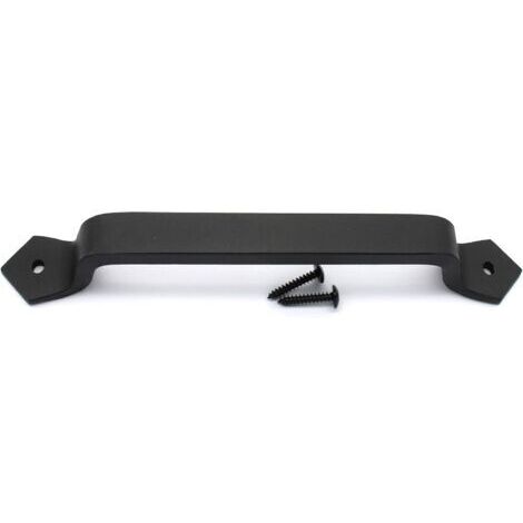 Poignée de porte vintage en fonte, 28 cm d'épaisseur, massive, de style grange, convenant à une utilisation extérieure, de garage, d'armoire et intérieure, noire. (1/4)