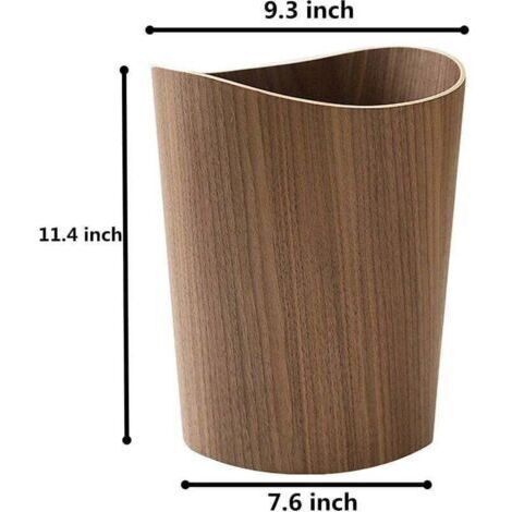 Poubelle en bois naturel, capacité de 2,3 gallons/7,9 litres, ronde de style japonais, légère et robuste, convient à la maison et au bureau. (1/3)