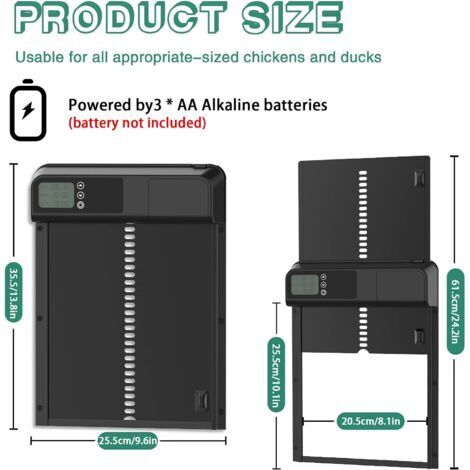 Porte automatique en aluminium pour poulailler – étanche et anti-pincement – minuterie intégrée – installation rapide en moins de 10 minutes (1/3)
