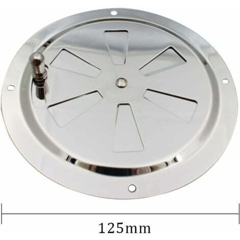 Grille de ventilation circulaire réglable en acier inoxydable, 125 mm, pour l'entrée et la sortie d'air. (1/3)