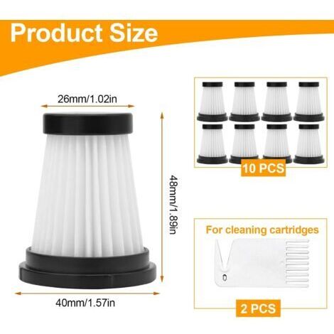 Lot de 12 filtres HEPA pour aspirateurs Genius Invictus One 1.0 X 7 2.0 - Accessoires pour aspirateurs, filtres HEPA lavables - avec brosse de nettoyage - pour aspirateurs Ă main (12) (1/3)