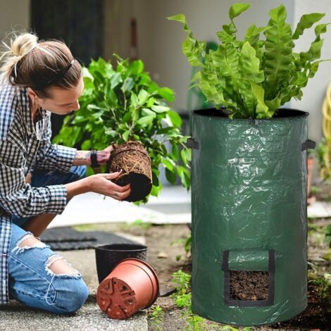 Composteur vertical - Mini-composteur moderne et réutilisable, facile à installer, idéal pour les balcons, jardins et terrasses - Fabriqué en PE - Avec couvercle et fenêtre de vidange du compost