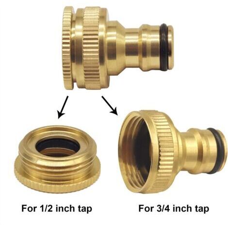 Ensemble de raccords pour robinet de jardin en laiton CT (2 pièces), adaptateur fileté interne 1/2 pouce et 3/4 pouce 2 en 1 vers fente (1/4)