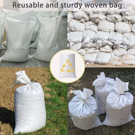 30 sacs poubelles réutilisables, de dimensions 60x100 cm, robustes et durables, adaptés pour contenir du sable, de la terre et des ordures. (1/3)