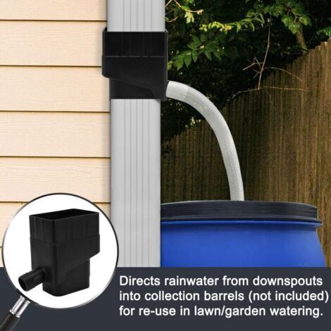 Le déviateur de descente de gouttière réduit les factures d'eau  le système de récupération des eaux de pluie est facile à installer  les descentes de gouttière sont en matériau ABS (noir).