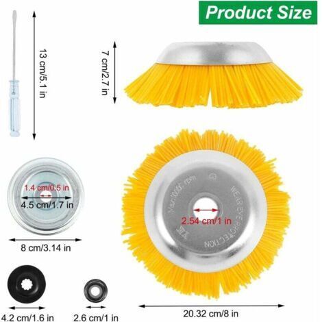 Tête de débroussailleuse en nylon de 20 cm avec brosse rotative pour désherber, adaptée à l'agriculture de jardin. (1/3)