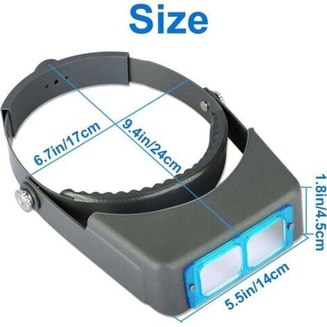 Loupe professionnelle à double lentille - loupe de bijouterie - masque de lecture - loupe binoculaire en verre optique, options de grossissement : 1,5x, 2x, 2,5x et 3,5x. (1/3)