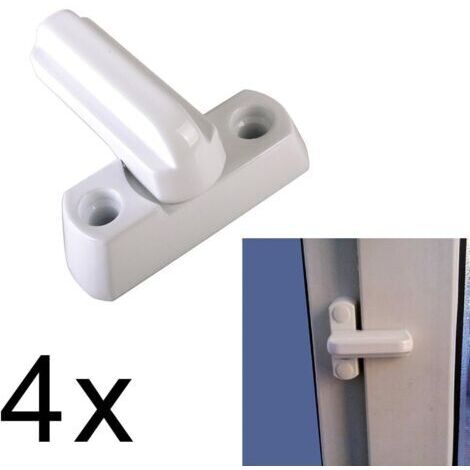 Verrous de porte et fenêtre en PVC, bras de haute sécurité, blanc, lot de 4, avec vis de fixation (1/4)