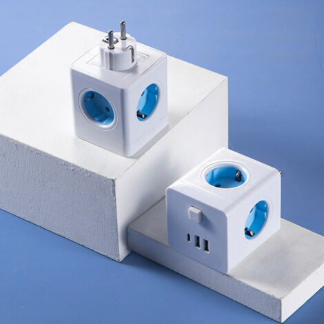 Prise murale cubique avec protection contre les surcharges et les surtensions, obturateurs de sécurité, prise de voyage portable, adaptée à une utilisation au bureau. (1/3)