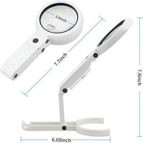 Loupe de bijouterie, grossissement 5x/11x, 8 lumières LED, support pliable, loupe de bureau, convient pour les bijoux, les insectes, les journaux, la réparation de montres et autres applications.