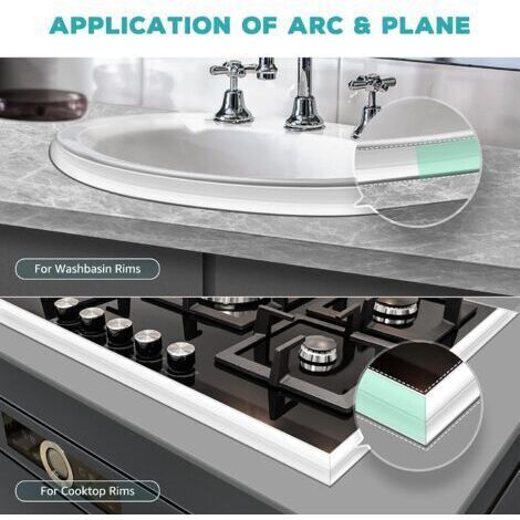 Mastic silicone blanc pour salle de bain, mastic pour baignoire, ruban étanche, résistant à la moisissure et à l'eau, ruban souple et adhésif, convient aux cuisines et salles de bain, format d'angle 3 (1/3)