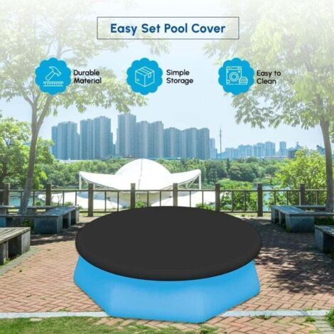 Couverture de protection, couverture de piscine à réglage rapide, empêche l'accumulation de saletés et de débris dans la piscine, convient aux piscines hors sol rondes, toute l'année, diamètre 457 cm (1/3)
