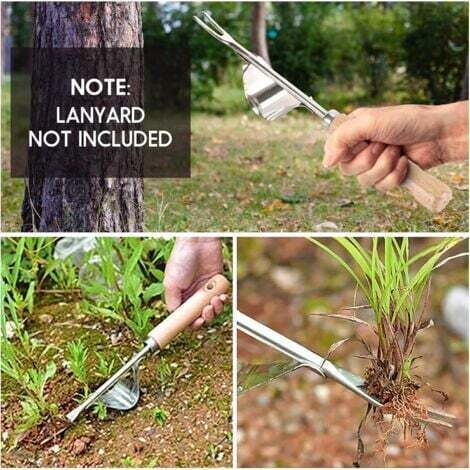 AIPER Ensemble de 2 désherbeurs manuels, outils de désherbage en acier inoxydable, désherbeur de jardin, fourche de jardin, désherbeur de racines, avec poignées ergonomiques en bois naturel pour déshe (1/3)