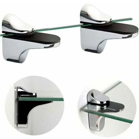Support d'étagère en verre réglable, ensemble de 4 supports pour étagère en verre, pince murale pour verre, support d'étagère en verre, convient aux étagères en verre. (1/3)