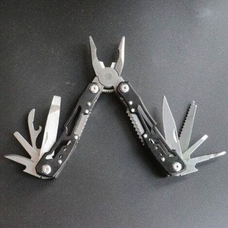 Couteau suisse multifonctionnel 14 en 1 avec 11 embouts de tournevis, manche ergonomique, noir. (1/3)