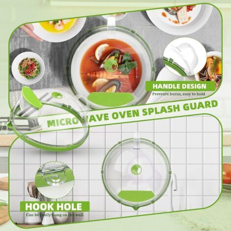Couvercle pour micro-ondes avec réservoir d'eau, 26 cm, sans BPA, avec poignée, convient à toutes les tailles de micro-ondes, couvercle alimentaire transparent. (1/3)