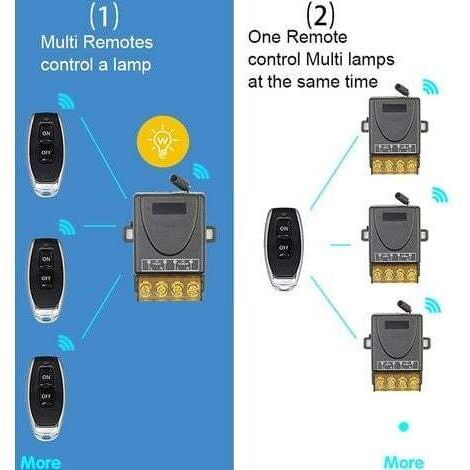 Interrupteur de télécommande sans fil haute puissance 433 MHz, télécommande RF AC 220 V/240 V/110 V 30 A, convient pour l'éclairage, les pompes à eau, les appareils ménagers, l'irrigation agricole, et (1/3)
