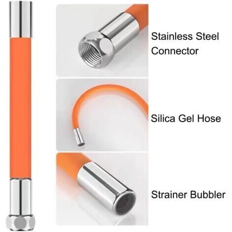 Tuyau d'extension pour robinet, accessoires et outils pour évier avec connecteur multifonction G1/2 pouce (30 cm/11,8 pouces). (1/2)