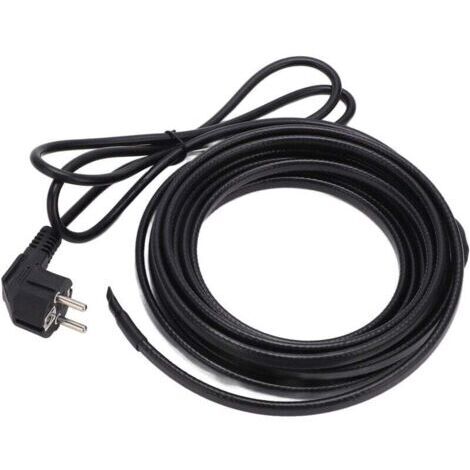 Câble chauffant autorégulant de 5 mètres avec prise standard européenne 220 V et dispositif de protection hivernale.