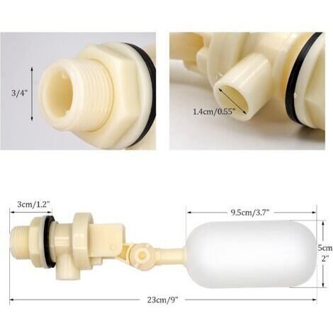Robinet à flotteur avec bras réglable - fermeture automatique, 3/4" NPT (1/4)