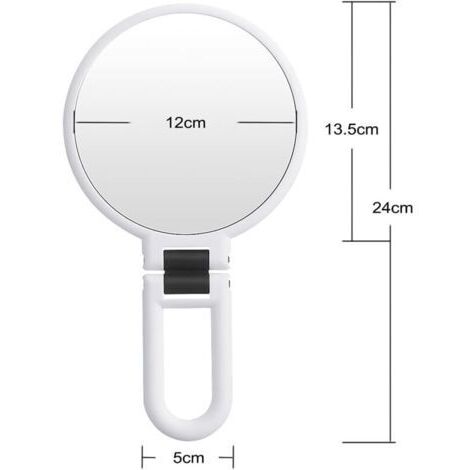 Loupe grossissante 15x, miroir pliant double face avec poignée, miroir de maquillage portatif, miroir pour palette de coiffeur, miroir pliant, adapté à divers détails de maquillage (argent). (1/3)