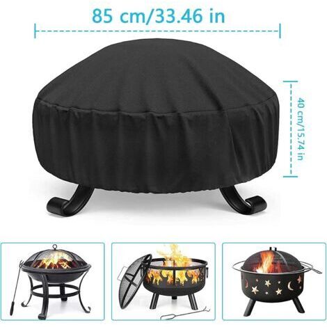 Protection pour foyer extérieur - 85 x 40 cm - Ronde - Avec cordon de serrage - Tissu Oxford 210D indéchirable - Coupe-vent - Résistante aux UV - Imperméable (1/4)