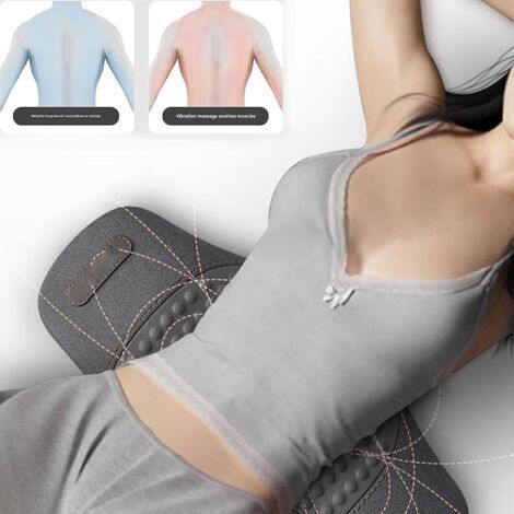 Appareil de massage dorsal avec fonction de thérapie par la chaleur, appareil de massage dorsal triple fusion Smooth Spine 3 en 1, coussin de soutien lombaire électrique réglable en hauteur (gris).