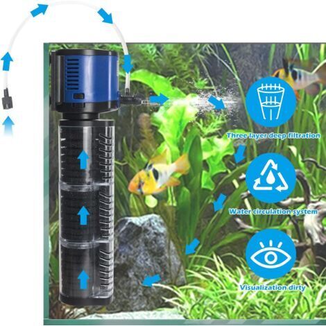Pompe à eau pour bassin 2500°F, pompe submersible avec filtre éponge, hauteur de refoulement de 2,4 mètres, adaptée aux aquariums hydroponiques, fonctionnement silencieux et protection contre la surch