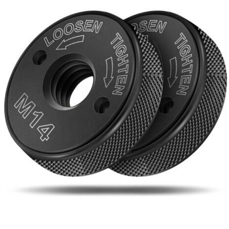 Écrous à dégagement rapide M14, compatibles avec toutes les meuleuses d'angle de marques telles que AEG, Black & Decker, Dewalt, Flex, Hitachi, Metabo et Makita (2 écrous de serrage), noirs. (1/4)