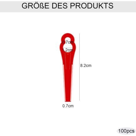 100 lames de rechange en plastique pour débroussailleuses, coupe-bordures de jardin et de pelouse. (1/4)