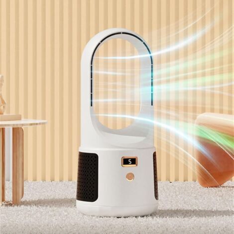 Ventilateur de bureau sans pales – Fonctionnement silencieux – Chargement USB – 6 vitesses de ventilation – Léger et portable, convient à une utilisation à domicile et en camping.